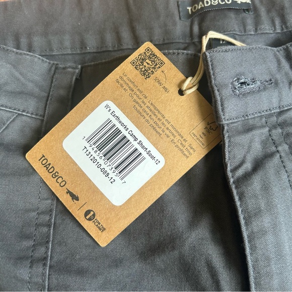 Women’s Toad&Co Earthworks Camp Short Charcoal Size 12 NWT - Picture 2 of 7